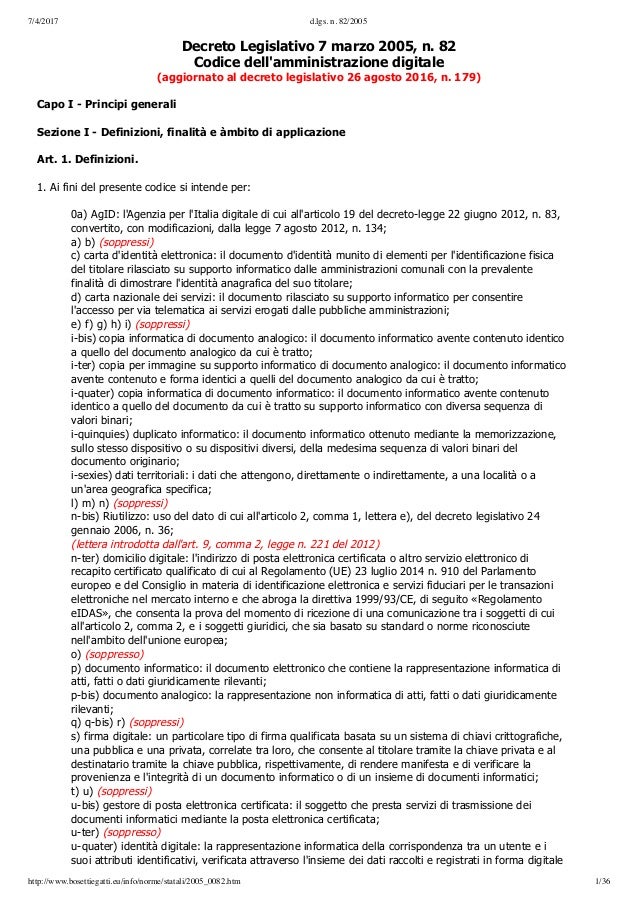 Codice dell'amministrazione digitale Decreto Legislativo n.82 / 2005 Codice dell'amministrazione digitale Decreto Legislativo n.82 / 2005
