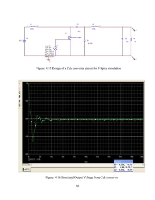 50
Figure: 4.15 Design of a Cuk converter circuit for P-Spice simulation
Figure: 4.16 Simulated Output Voltage from Cuk converter
 