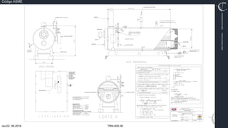 TRN-000.00
rev.02, 06.2016
Código ASME
VIMI8604074X3‐0005
CARJ541103QV2‐0005
NOR
TE
CATEGORIA III CONFORME A LA NOM-020-STPS-2011
PARO DE SEGURIDAD POR:
ALTA PRESION DE VAPOR: 8.5 Kg/cm (833.56 Kpa)
TIPO DE COMBUSTIBLE: DIESEL
60 CC=37944.905 Kcal/hr
2
DATOS GENERALES:
MODELO---------------------------------M-100.60
CABALLOS CALDERA------------------60 HP
PRESION DE OPERACION--------------7.0 Kg/cm²
DIAMETRO INTERIOR-------------------1219 mm
LONGITUD TOTAL (Lt)------------------2457 mm
LONG. INT. ENTRE ESPEJO (L)--------2057mm
USO--------------------------------------VAPOR
DATOS GENERALES DE DISEÑO:
PRESION DE DISEÑO (P)------10.5 Kg/cm² (1029.69 Kpa)
TEMPERATURA DE DISEÑO----------210 °C
PRESION HIDROSTATICA-------------10 Kg/cm²
FACTOR DE SEGURIDAD-------------3.5
CODIGO DE DISEÑO----------SEC. I CODIGO ASME
 