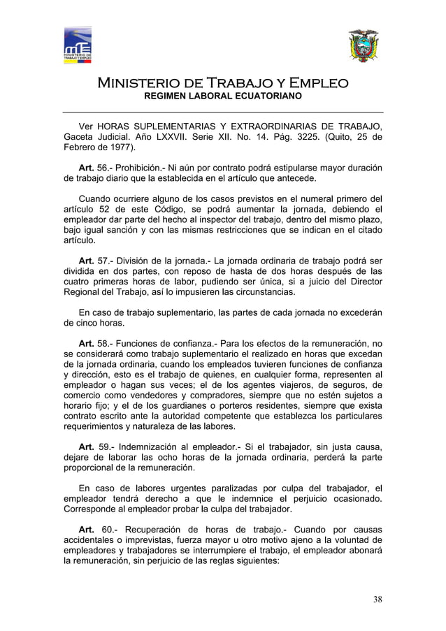 CODIGO DEL TRABAJO DE ECUADOR