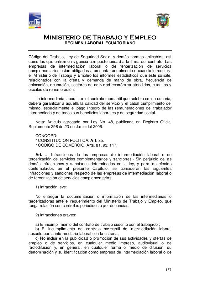CODIGO DEL TRABAJO DE ECUADOR