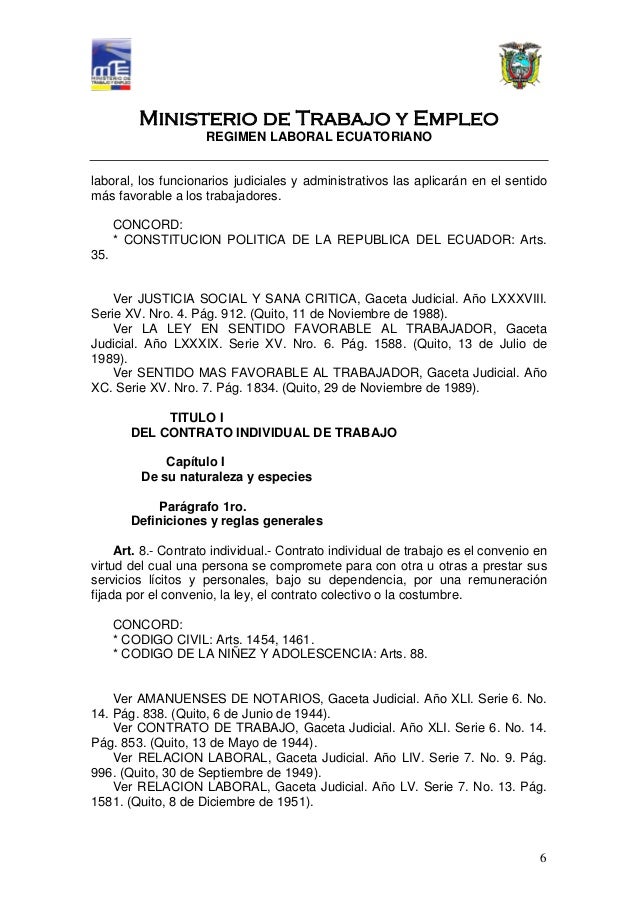 CODIGO DEL TRABAJO DE ECUADOR