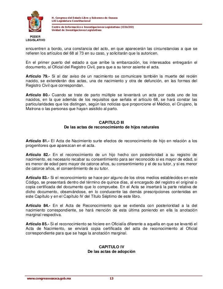 Codigo civil para el estado de oaxaca