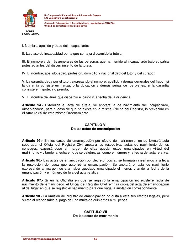 Codigo civil para el estado de oaxaca
