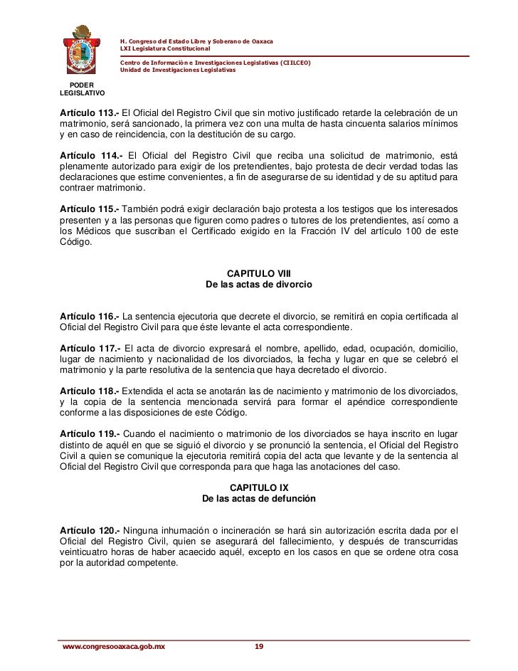 Codigo civil para el estado de oaxaca