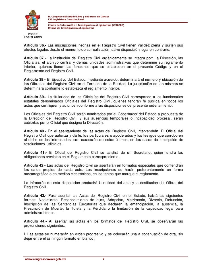 Codigo civil para el estado de oaxaca