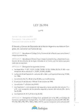 Cccn Código Civil y Comercial de la Nación Argentina. | PDF