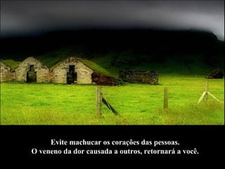 Evite machucar os corações das pessoas.  O veneno da dor causada a outros, retornará a você.   