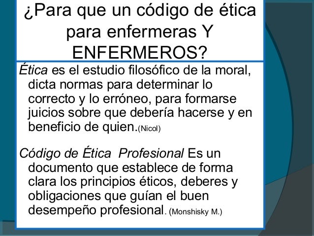 Codigo de etica de enfermeria