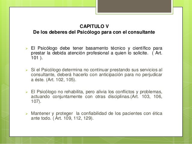 codigo de etica profesional del psicologo peruano resumen