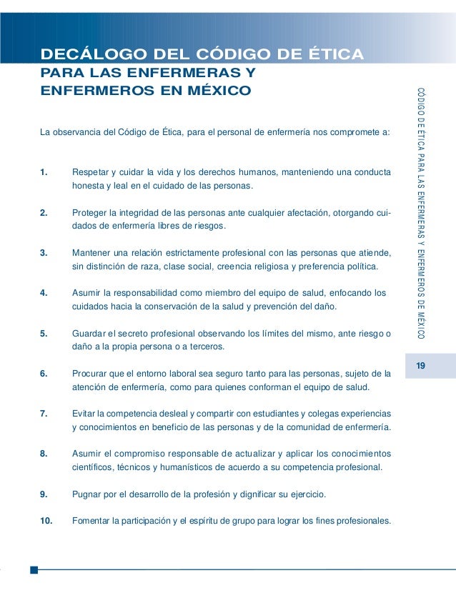 Codigo de etica para enfermeras y enfermeros de mexico