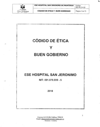Código de ética y buen gobierno ese Hospital San Jerónimo