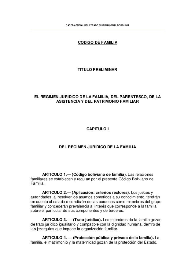 Codigo de familia bolivia