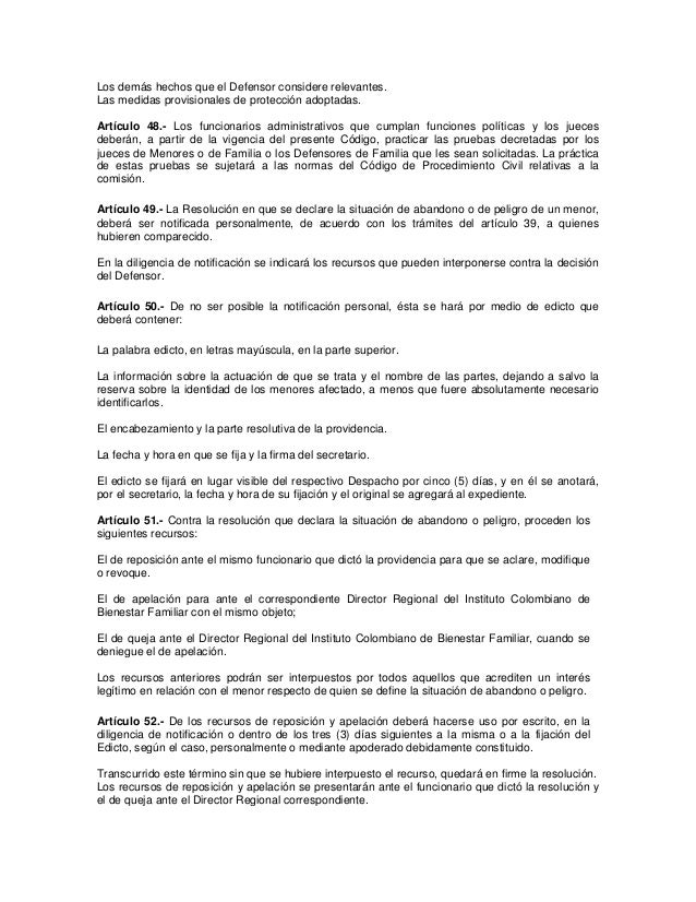 Codigo del menor