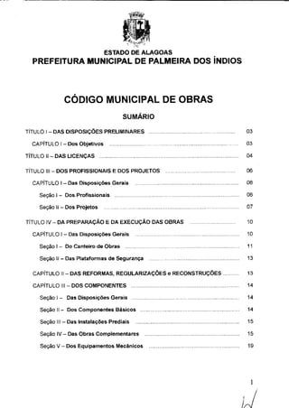 Código de obras e edificações - Palmeira dos Indios