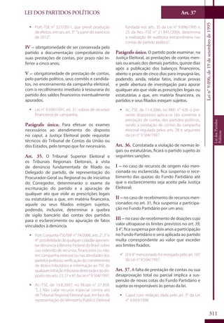 LEI DOS PARTIDOS POLÍTICOS Art. 37
Lein°9.096,