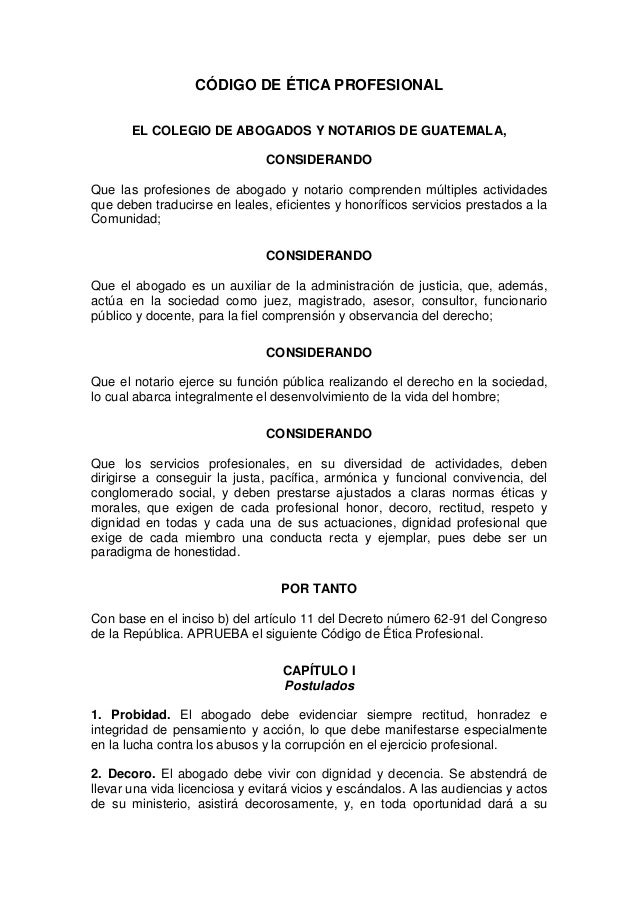 Codigo etica profesional
