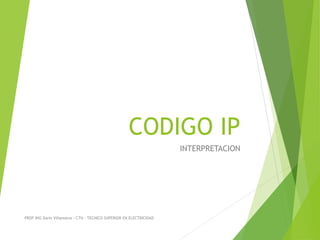 CODIGO IP
INTERPRETACION
PROF ING Dario Villanueva - CTN - TECNICO SUPERIOR EN ELECTRICIDAD
 