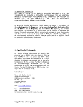 Código Mundial Antidopaje | PDF
