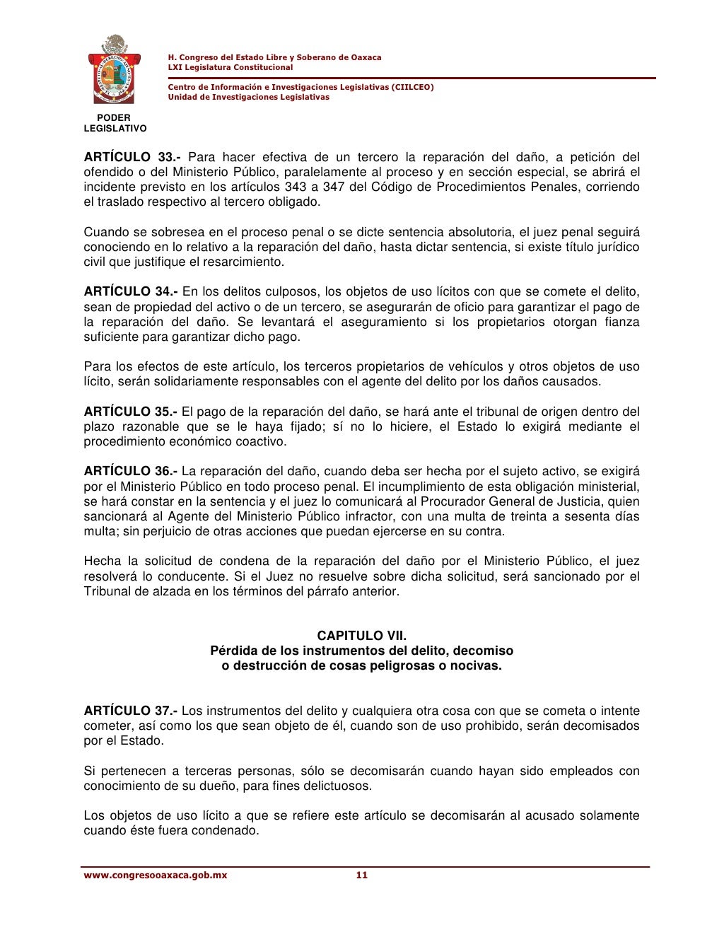 Codigo Penal Para El Estado Libre Y Soberano De Oaxaca