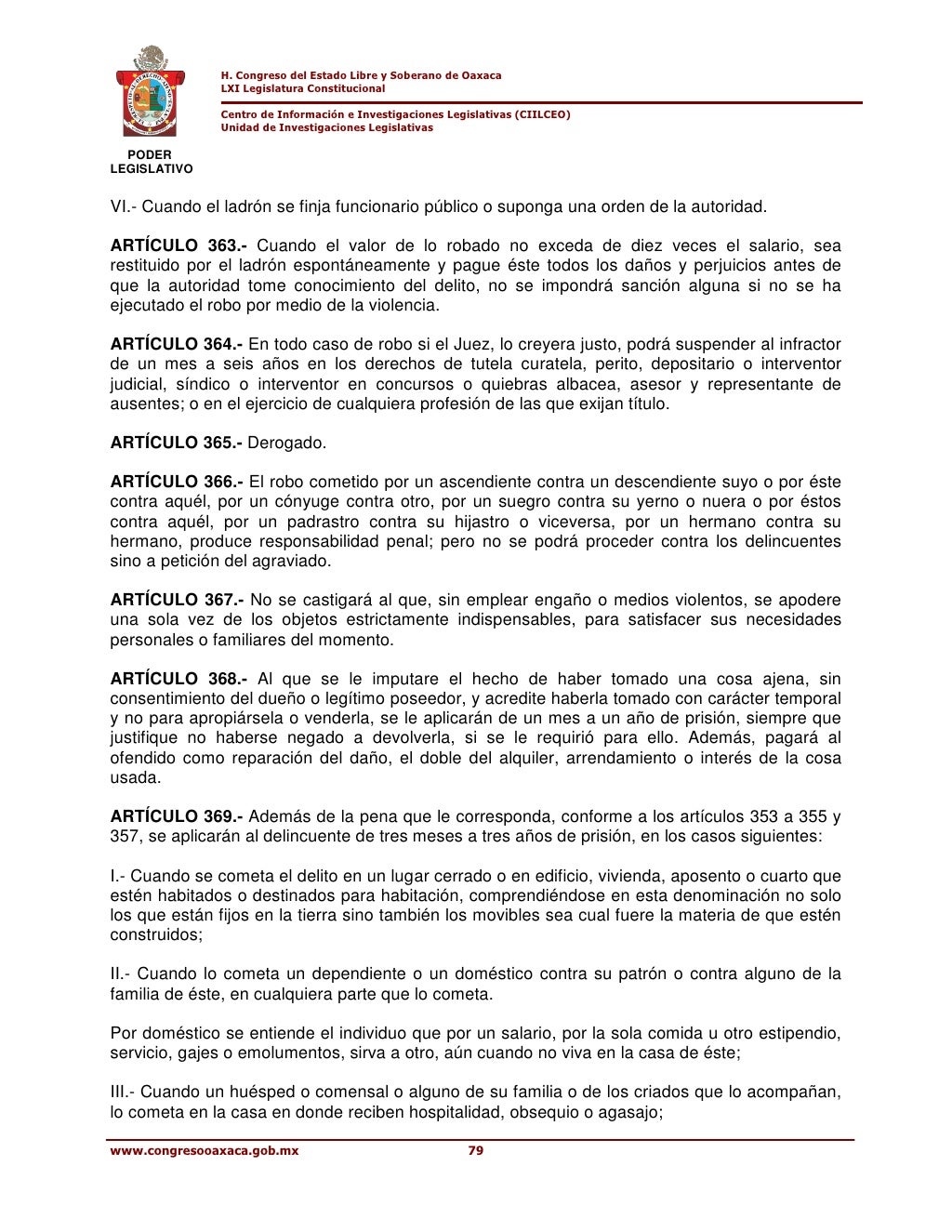 Codigo Penal Para El Estado Libre Y Soberano De Oaxaca