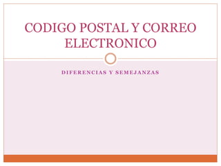CODIGO POSTAL Y CORREO 
ELECTRONICO 
DIFERENCIAS Y SEMEJANZAS 
 