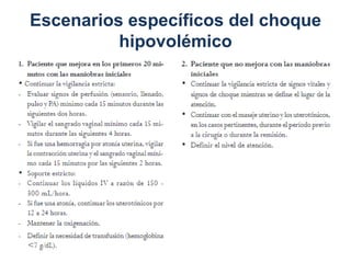 Escenarios específicos del choque
hipovolémico
 