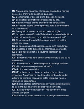Codigos de error | DOCX