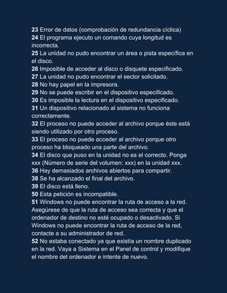 Codigos de error | DOCX