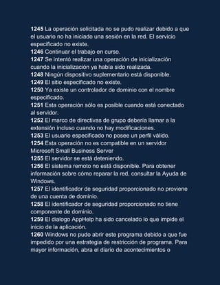 Codigos de error | DOCX