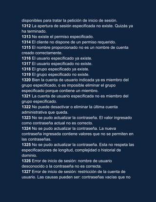 Codigos de error | DOCX
