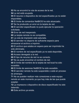 Codigos de error | DOCX