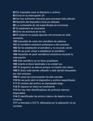 Codigos de error | DOCX