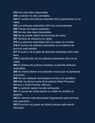 Codigos de error | DOCX