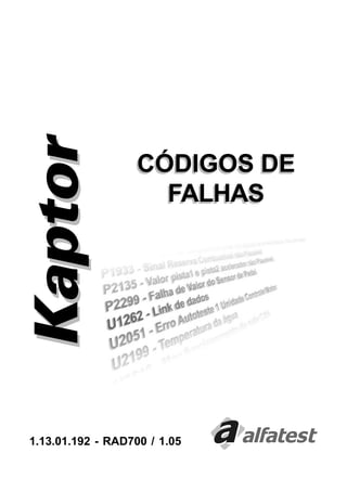 Kaptor
                  CÓDIGOS DE
                    FALHAS




1.13.01.192 - RAD700 / 1.05
 
