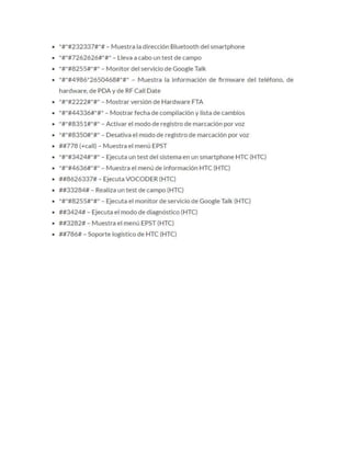 Codigos secretos android