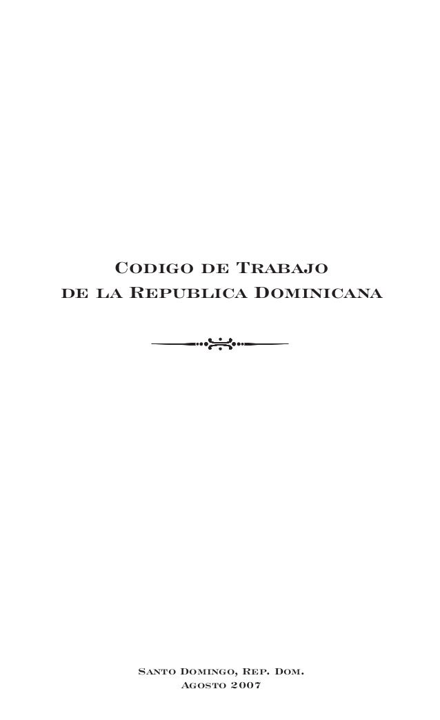 Codigo de trabajo de la republica dominicana pdf