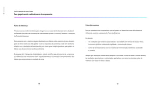 Pulso da empresa
Para as questões mais corporativas, que os times e os líderes têm mais dificuldade de
influenciar, usamos a pesquisa de Pulso da Empresa.
Ela aborda:
As condições que te damos para realizar o seu trabalho em termos de espaço físico,
burocracia, política, colaboração, agilidade e comunicação interna.
Como te recompensamos com os modelos de remuneração, benefícios, sociedade
e carreira.
Sempre que uma nova rodada desta pesquisa é concluída, o time de Gente & Gestão analisa
os resultados quantitativos e coleta dados qualitativos para tomar as devidas ações de
melhoria com base em fatos e dados.
Pulso de liderança
Precisamos dos melhores líderes para chegarmos ao nosso Sonho Grande. Como feedback
de liderado para líder não acontece tão naturalmente quanto o contrário, fazemos a pesquisa
de Pulso de Liderança.
Esta pesquisa tem o objetivo de gerar feedbacks aos líderes sobre aspectos de sua atuação
junto ao time. Ganha seu líder, ganha você. As respostas são anônimas e não tem nenhuma
relação com a avaliação de desempenho, pois visam gerar insights genuínos que ajudem os
líderes a se desenvolverem profissionalmente.
A pesquisa tem 9 perguntas, inspiradas em estudo científico que primeiramente comprovou
que lideranças são necessárias e em seguida identificou os principais comportamentos dos
líderes que potencializam o resultado do time.
você é o guardião do nosso Código
Seu papel sendo radicalmente transparente
60 61
02
Mente
aberta
 