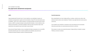 eNPS
Vulgo Employee Net Promoter Score. É como medimos a sua satisfação no geral com
a empresa, te perguntando o quanto você recomendaria o Grupo XP como boa empresa para
se trabalhar. Assim como o NPS de clientes é o principal indicador de cada uma das nossas
marcas, o eNPS é o principal indicador da área de Gente & Gestão e é como medimos como
estamos posicionados no mercado de trabalho. Afinal de contas, buscamos tratar vocês
exatamente como queremos que vocês tratem nossos clientes.
Nossa área de People Analytics cruza os resultados de todas as pesquisas com os de eNPS,
buscando entender quais são os maiores preditores de satisfação, para priorizar as
iniciativas de Gente & Gestão e orientar a tomada de decisão.
Canal de denúncias
Nós compartilhamos um único Código de Ética e Conduta. Levamos isso a sério e não
toleramos desvios éticos e de compliance. Portanto, é seu papel denunciar casos que vão
contra isso.
Como sabemos que é delicado o momento em que uma denúncia se faz necessária,
oferecemos para todos um canal de denúncias exclusivo e anônimo.
Para acessar os canais, procure pelo documento ‘Código de Ética e Conduta’ na seção
’Políticas e normas’ na intranet.
você é o guardião do nosso Código
Seu papel sendo radicalmente transparente
62 63
02
Mente
aberta
 