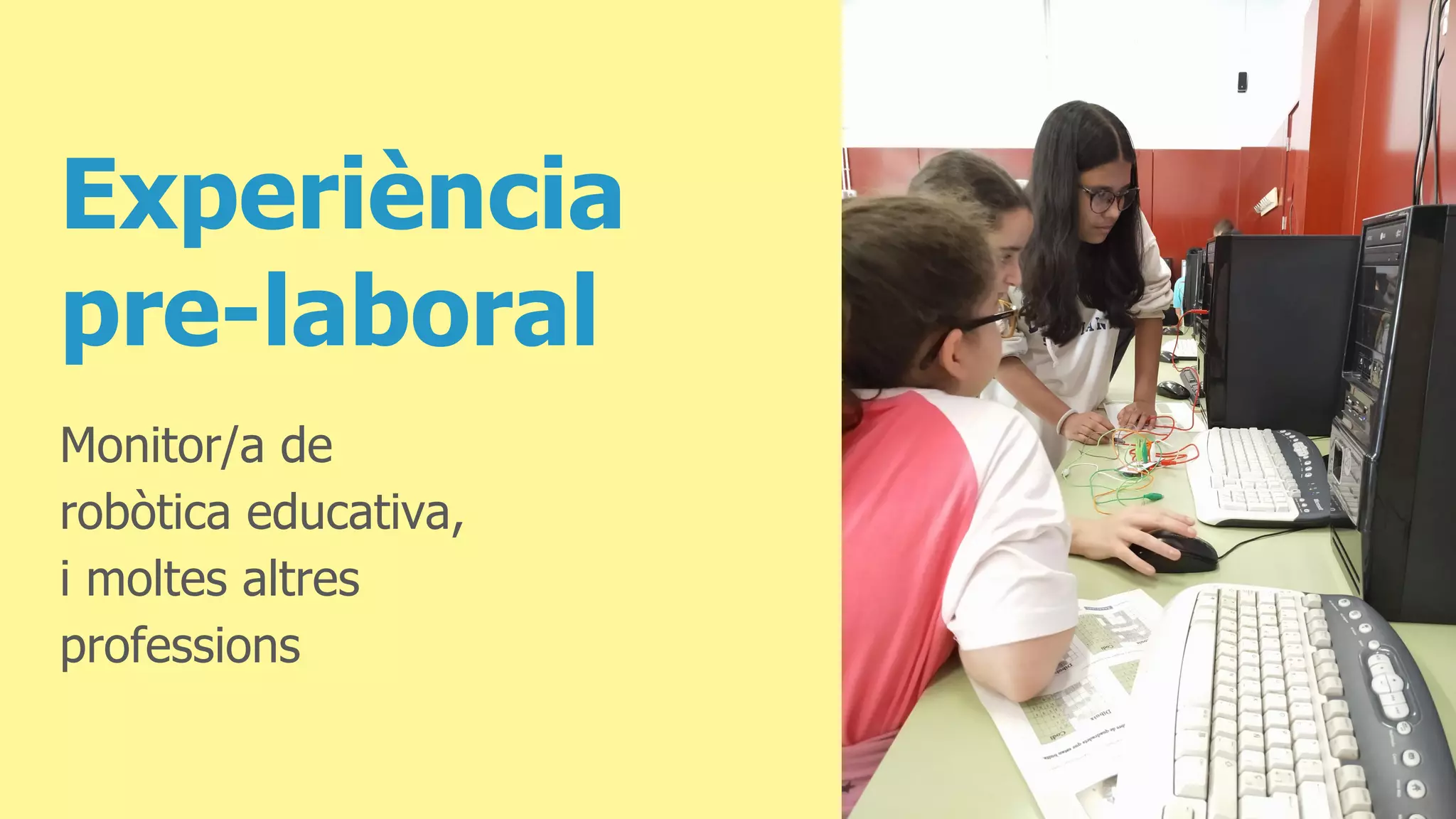 Experiència
pre-laboral
Monitor/a de
robòtica educativa,
i moltes altres
professions
 