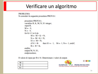 Verificare un algoritmo
30
 