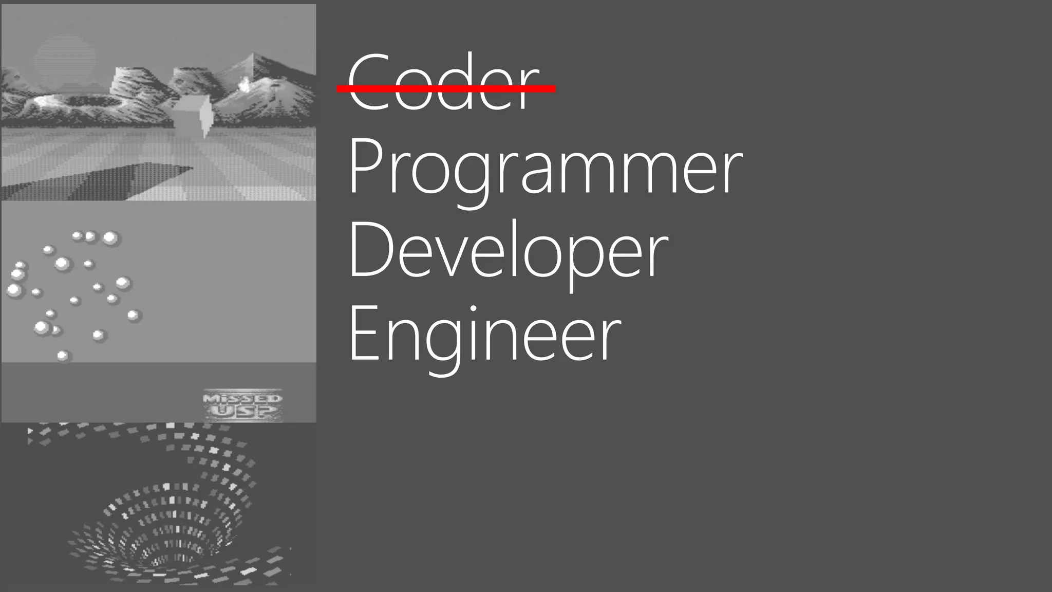 Coder
Programmer
Developer
Engineer
 