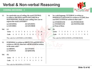Questions on Verbal & Non Verbal Reasoning (Coding decoding) | PPT