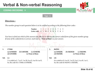 Questions on Verbal & Non Verbal Reasoning (Coding decoding) | PPT