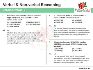 Questions on Verbal & Non Verbal Reasoning (Coding decoding) | PPT