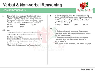 Questions on Verbal & Non Verbal Reasoning (Coding decoding) | PPT