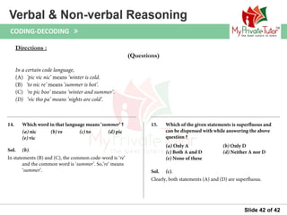 Questions on Verbal & Non Verbal Reasoning (Coding decoding) | PPT