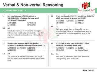 Questions on Verbal & Non Verbal Reasoning (Coding decoding) | PPT