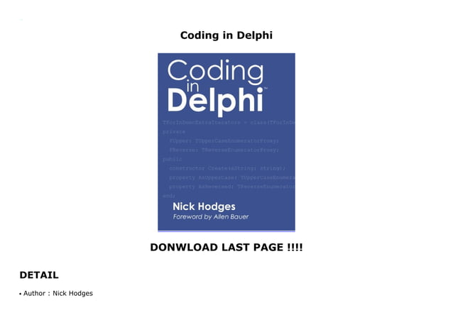 Coding in Delphi | PPT