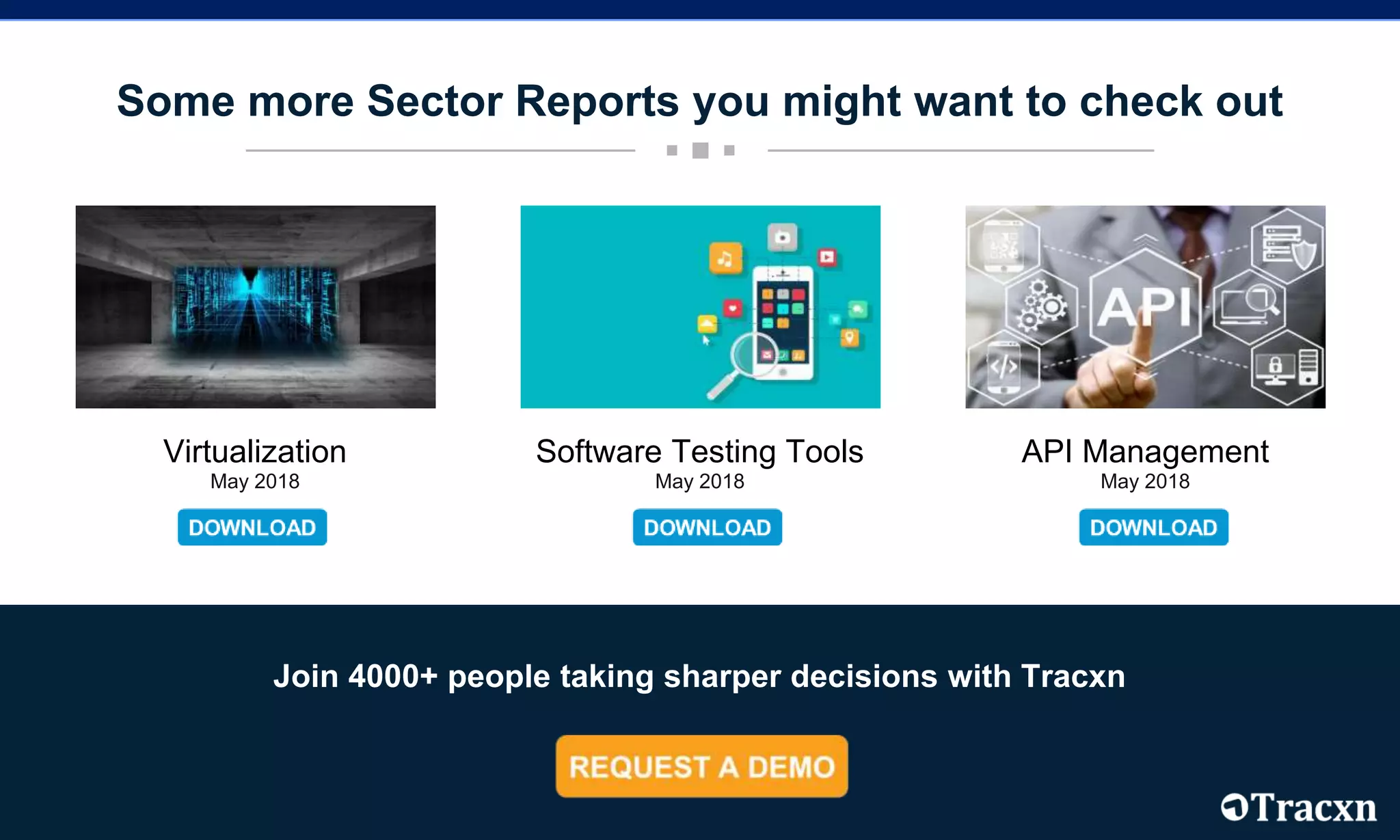 Some more Sector Reports you might want to check out
Join 4000+ people taking sharper decisions with Tracxn
Virtualization
May 2018
Software Testing Tools
May 2018
API Management
May 2018
 